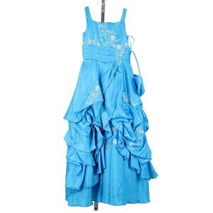 Mary's Bridals Sz 6 Girls Blue Sequin Beaded W/ Purse 100% Polyester Dress